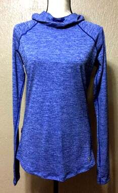 Under Armour Women Hoodie Blue Small Run HeatGear Fitted Long Sleeves Oversized